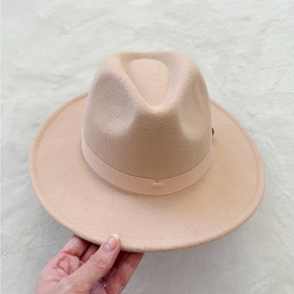 Girls Beige Felt Rancher Hat Wide Brim Neutral Boho Western Mini Fashion - Picture 6 of 8